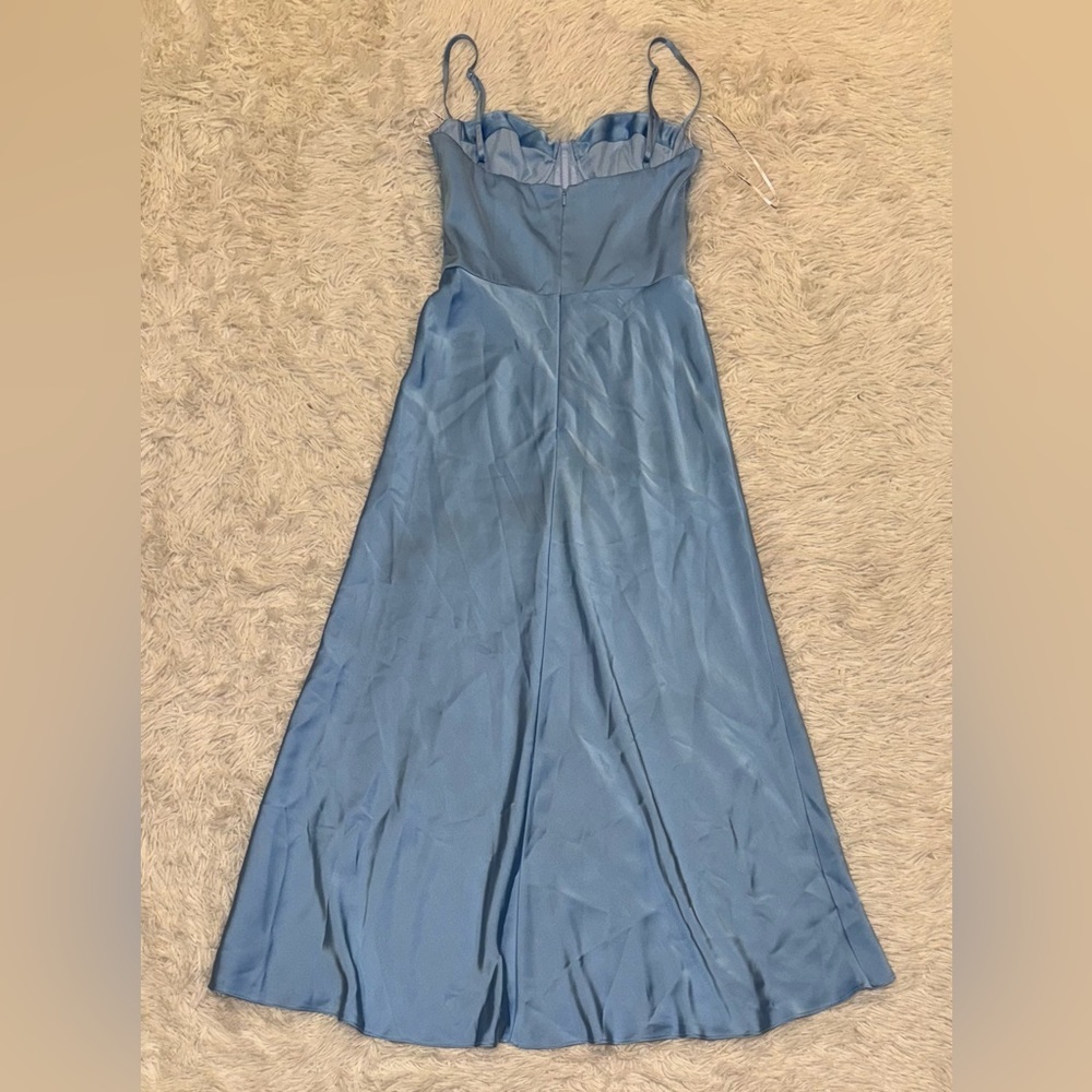 New KATIE MAY Flora Bustier top sleeveless satin Blue Cocktail midi Dress S - Picture 4 of 6